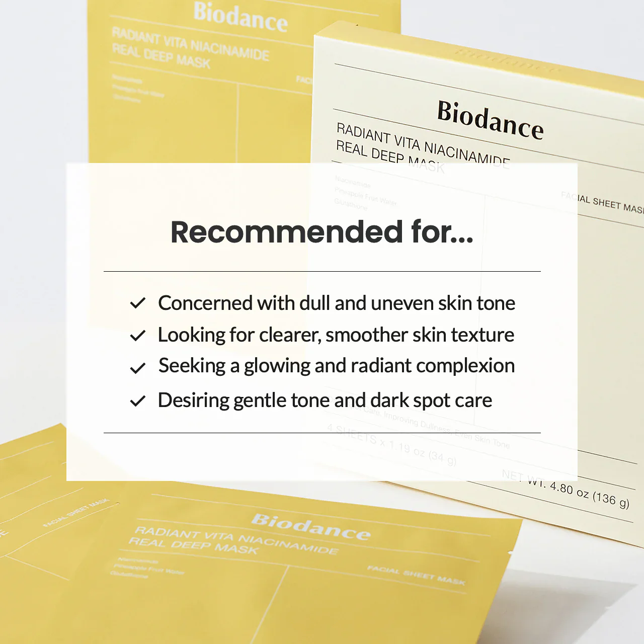 BIODANCE Yellow Radiant Vita Niacinamide Real Deep Mask (1pc) - Image 4